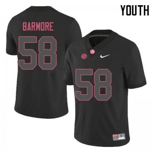 NCAA Youth Alabama Crimson Tide #58 Christian Barmore Stitched College 2018 Nike Authentic Black Football Jersey IK17B14RM